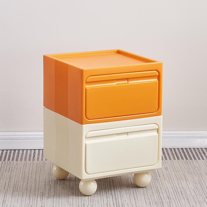 Multi-Layer Plastic Drawer Cabinet Bedside Storage Organizer for Children's Room And Bedrooms Compact Storage Unit for Small Spa