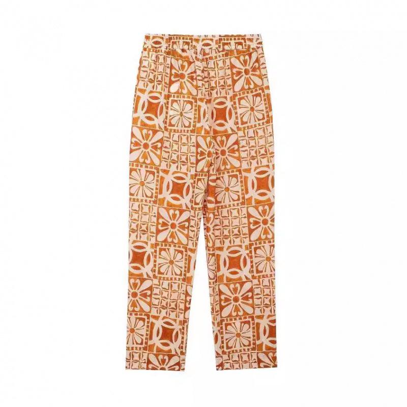 Summer Street Fashion Print Shirt and Pants Set for Women - European and American Style