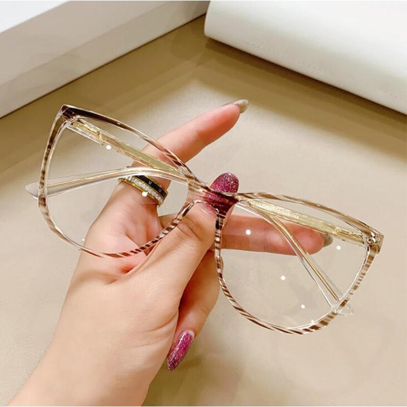 Fashion Women Reading Anti Blue Light Glasses Clear Cat Eye TR90 Prescription Female Glasses Astigmatism
