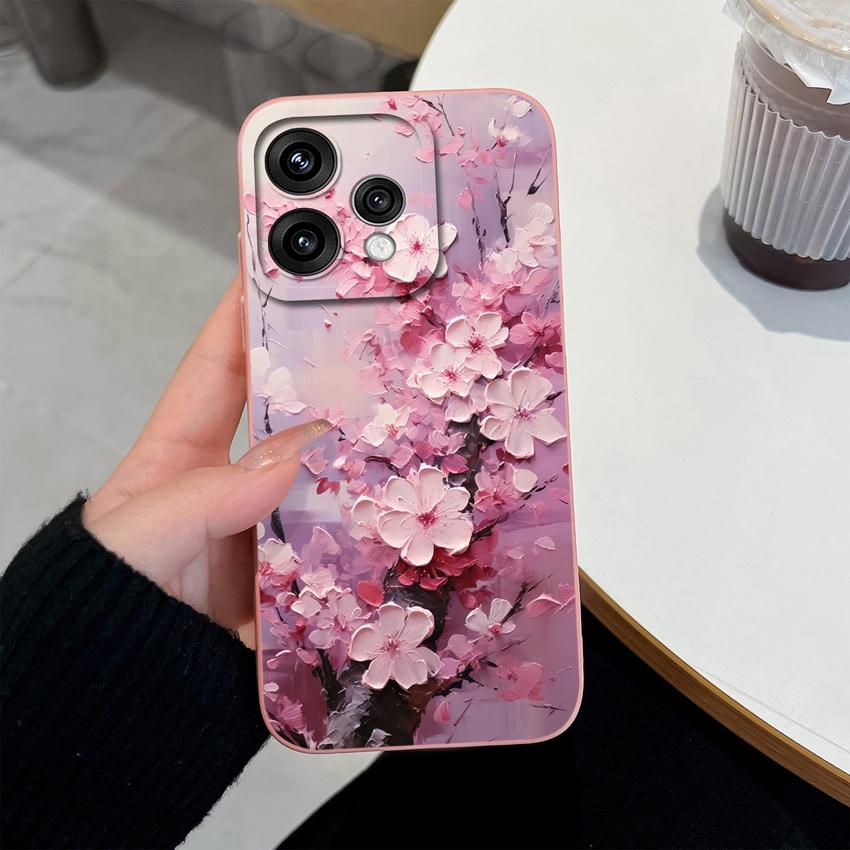 For Oppo Reno 15 14 13 12 11 Pro 15F 15C 11F Phone Shell Elegant Flowers Soft Liquid Silicone Lightweight Case for OPPO Reno Shockproof Durable Bumper