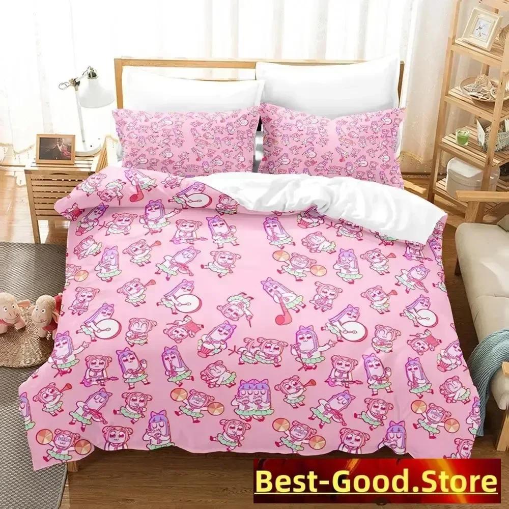 

Pop Team Epic Bedding Set Duvet Cover Sheet Printed Bed Set Pillowcase Bed Full Queen King Size Comforter Bedroom 135x200cm