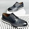 Fashion New Fashion Cowhide Emboweled Alligator Casual Shoes Breathable Wear-resistant Men's Sports Business Shoes Zapatos Sapat A14