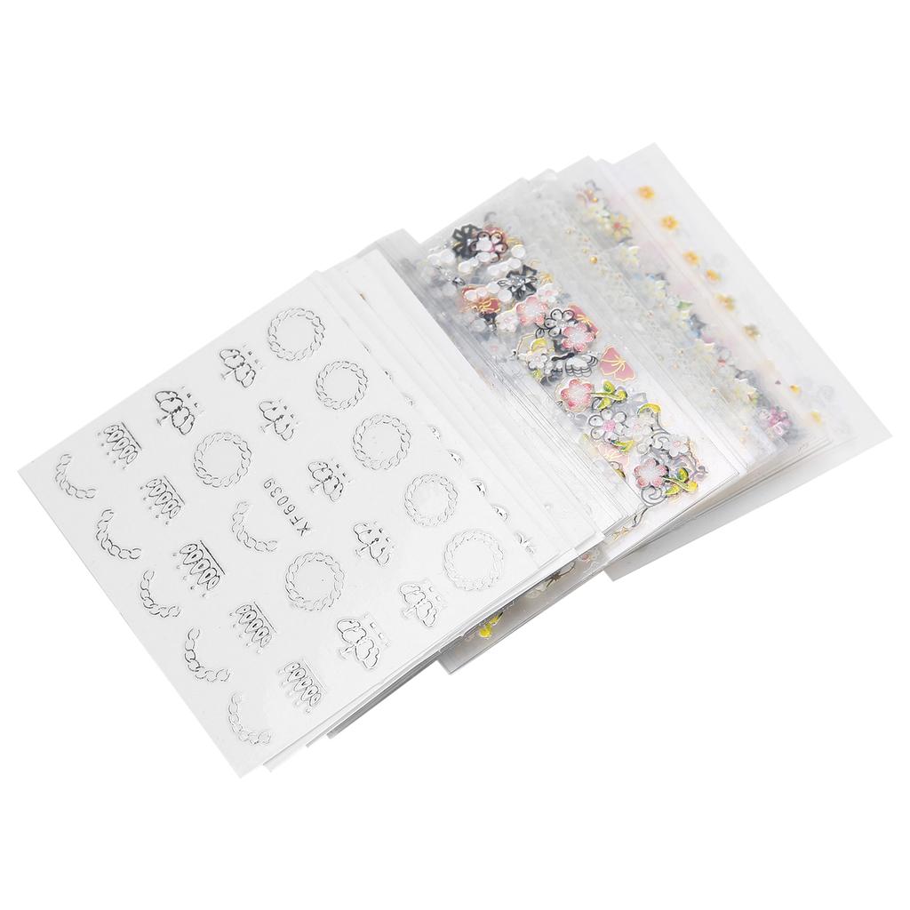50 Blatt Nagelkunst-Sticker Selbstklebend Blume Luxus Dekorationen DIY Stilvolle Nagel-Abziehbilder