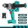 88V Brushless Cordless Electric Drill 13mm 800W Electric Screwdriver 1/2" Auto-locking Chuck Ice Drill Li-ion Battery Power Tool