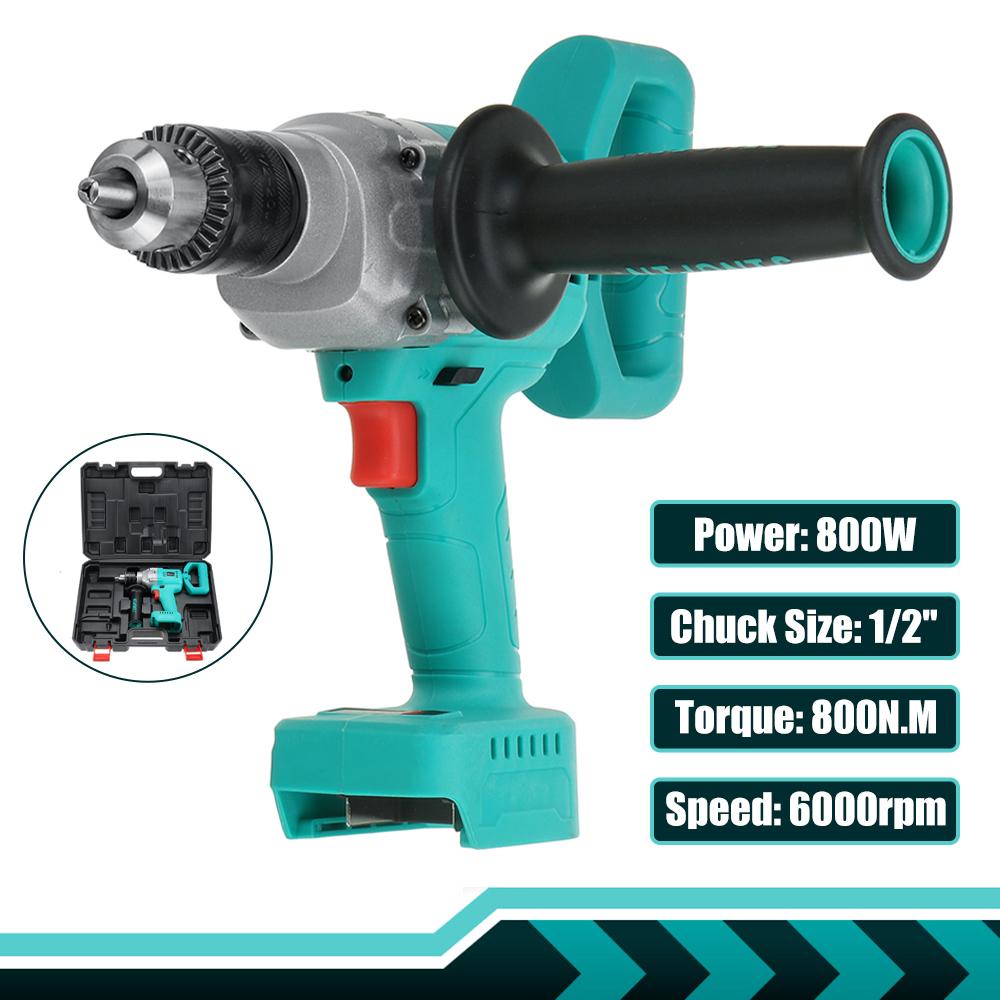 88V Brushless Cordless Electric Drill 13mm 800W Electric Screwdriver 1/2" Auto-locking Chuck Ice Drill Li-ion Battery Power Tool