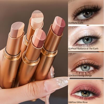 3-color Pearly Glitter Eyeshadow Stick, Waterproof, Sweat-proof, Smudge Proof, Long-lasting, Colorfast Eyeshadow Stick Eye Makeup