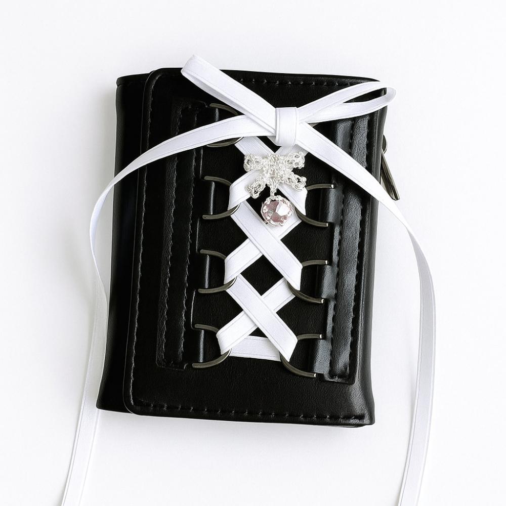Silk Ribbon Balletcore Three Fold Wallet Korean Style Crossover Strappy Card Bag Girls