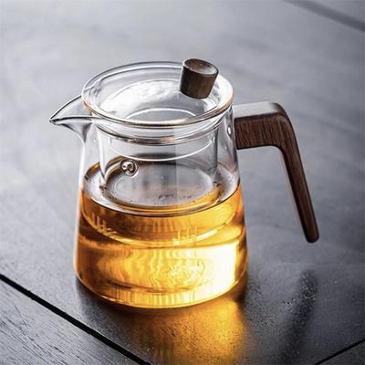 500ml Heat-resistant Wood Handle Glass Teapot With Tea Strainer Infuser Brewing Flower Tea Puer Tea Pot Kung Fu Tea Set