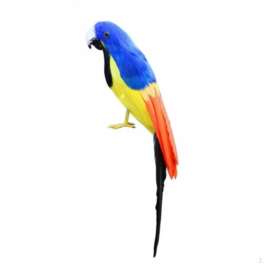 Feathered Parrot Figurine Handmade Artificial Decoration Colorful for Party, Garden, Patio a