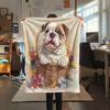 Flower Basket Dogs  Print Flannel Blanket, High quality Comfortable for All Seasons, Home Decor, Warmth and Comfort