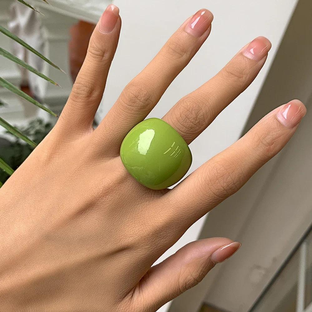 

Lacteo 6 Стилей Y2K Радужные Красочные Прозрачные Смола Акрил Гладкие Геометрические Круглые Кольца Набор для Женщин Украшения для Пальцев Подарки