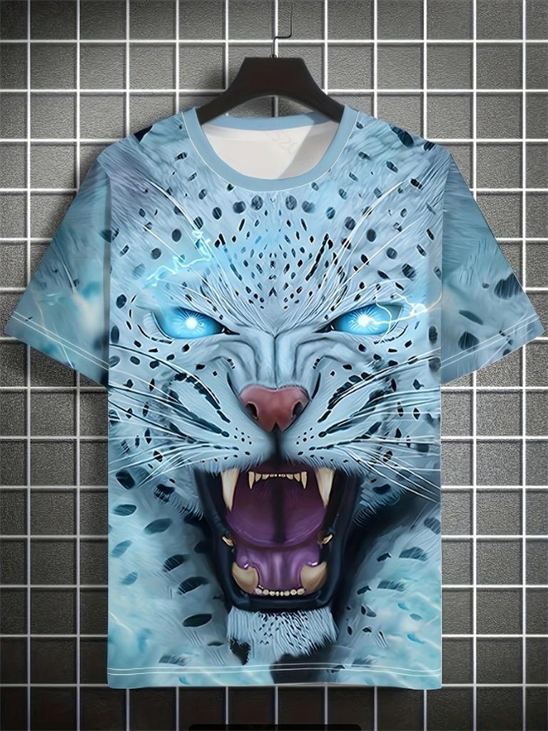 Trendy Tiger Lion Graphic T Shirts For Men Fashion Summer Streetwear 3D Printed Hip Hop Tees Cool Oversized Harajuku T-shirts
