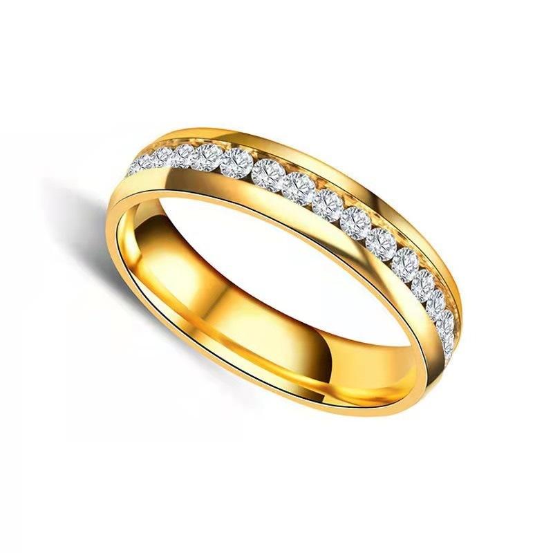 1Pcs Stainless steel Zircon ring men's and women's Zircon-studded finger ring jewelry.