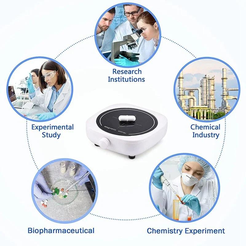 Mini Magnetic Stirrer Lab Mixer Portable Stir Plate with Stir Bar 2L 4000RPM for Laboratory Use