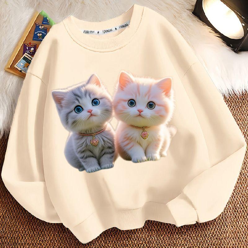 Cute Little Cat Hoodie for Children, Long-sleeved Loose Coat for Boys and Girls in Spring and Autumn