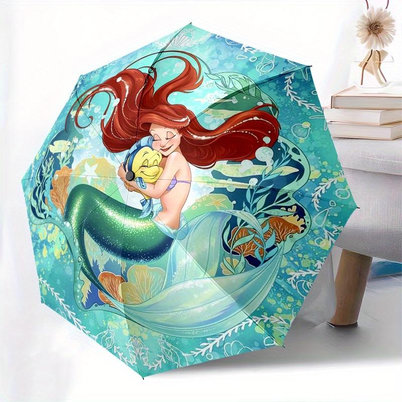 Mermaid,SeaShell Automatic Opening and Closing Umbrella - 8-rib Folding Design, Lightweight and Portable, Suitable for Daily Business Use, P