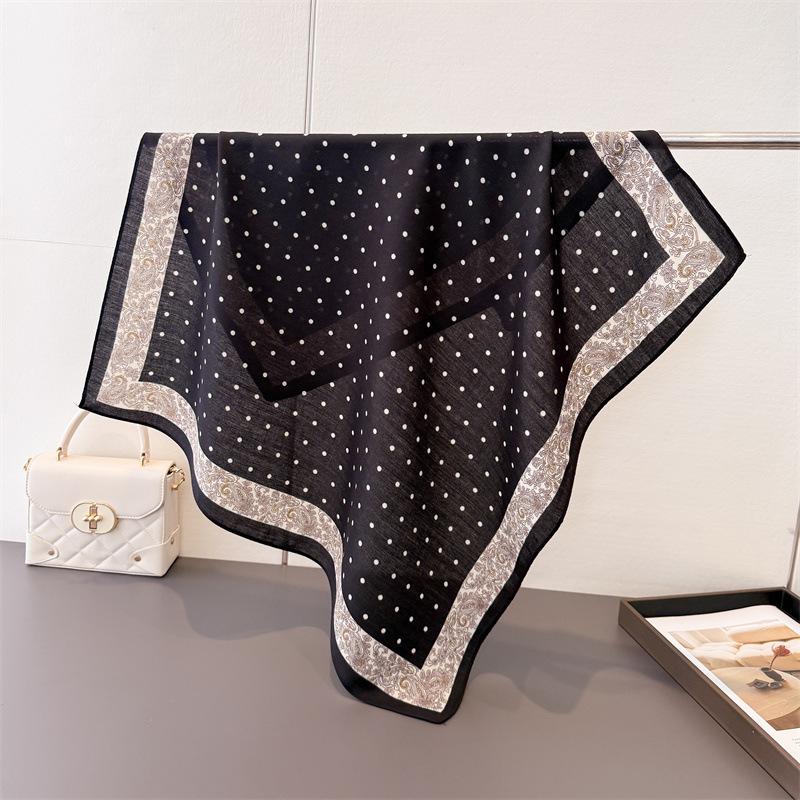 Autumn and Winter Atmosphere Imitation Velvet Herringbone Pattern Cotton and Linen Feeling Small Square Scarf Silk Scarf Headscarf Shawl Decorative Sc