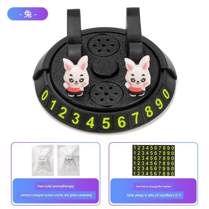 

German and Japanese Imported Technology Car Mount Rotating Navigation Stand Multifunctional Cartoon Temporary Parking Number Plate Ten Aromatherapy Mobile Phone Holder [Rabbit]