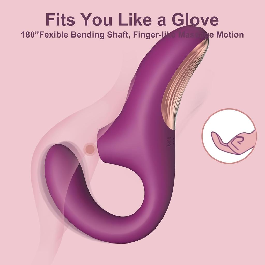 Clitoral Sucking Vibrator for Women, 2-in-1 G Spot Sucker & Dildo Vibrators with 10 Suctions & Vibrations, Waterproof Flexible Finger Anal Nipple