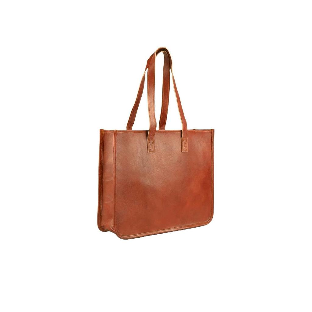 Large Vintage Leather Tote Bag: Handmade Work Purse