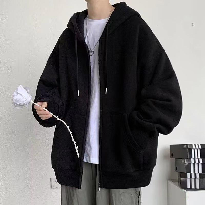 Men's Spring/Autumn Hooded Cardigan Sweatshirt - Casual Loose Fit American Style Sportswear.