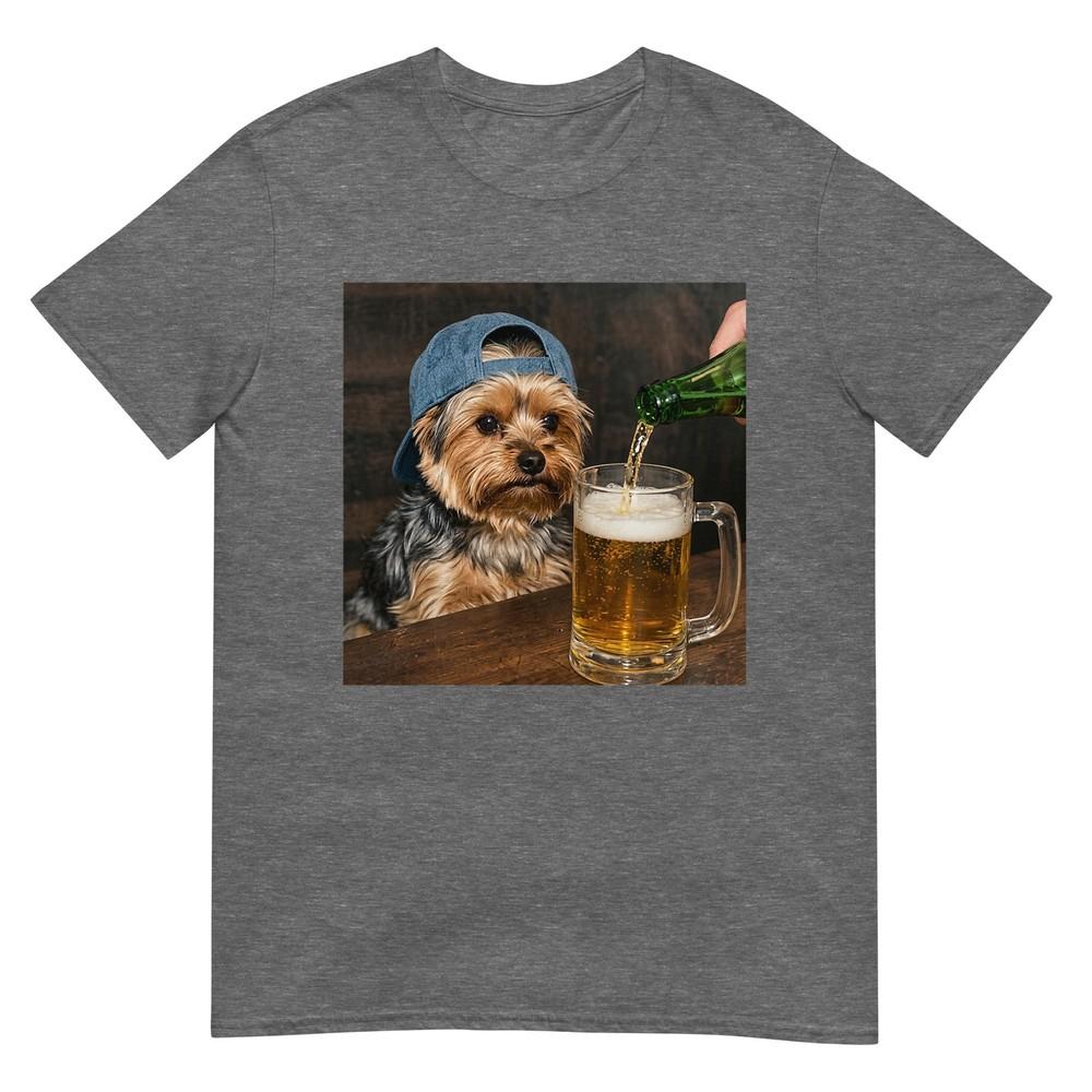 Yorkie Drinking Beer Funny Dog Meme TShirt