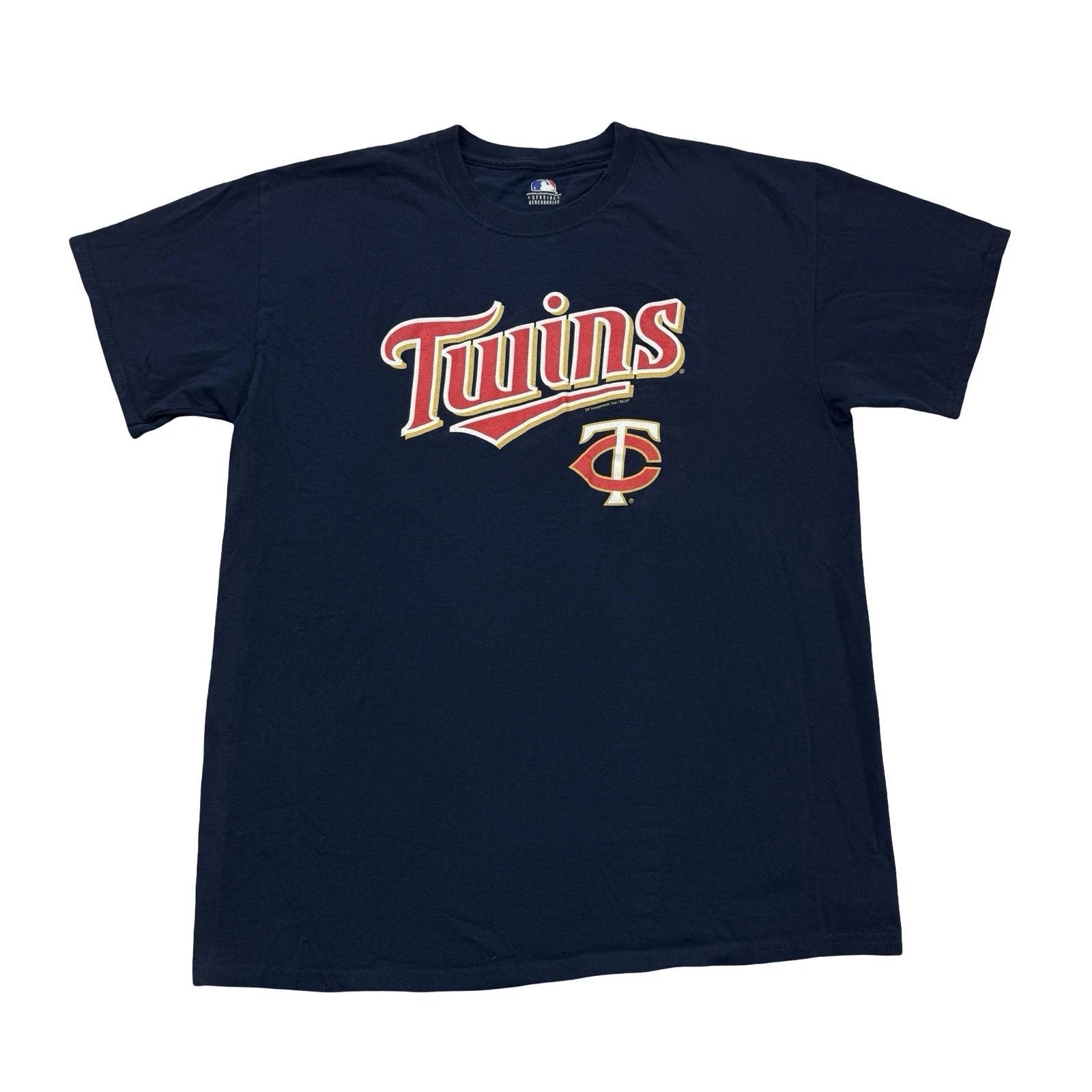 

Minnesota Twins Shirt Mens Large L Blue Red Short Sleeve Cotton MLB Baseball S