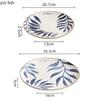 Blue Leaf Ceramic Shallow Plate Creative Steak Plate Dessert Plate Salad Plates Sushi Snack Plates Hotel Featured Tableware