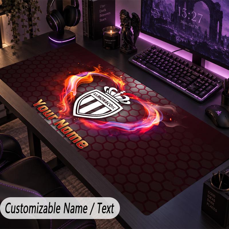 Large Mouse PadMonaco FC Custom Name Text Personalized Desk Mat Non Slip Gaming Pad