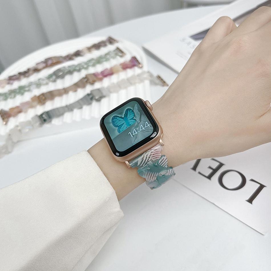 Strap For Apple Watch Band S11/10/9/8/7/SE/6/5/Ultra 3 IWatch 49/46/45/44/42/41/40/38mm Fashion Butterfly Shape Resin Bracelet