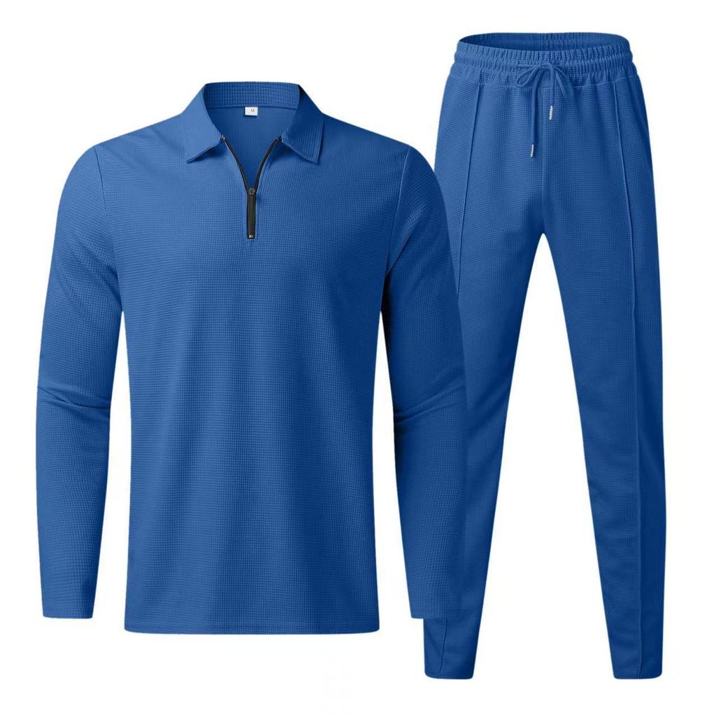 Men's European and American Summer Long Sleeve Two-Piece Set: Sport Leisure Suit with Long Pants