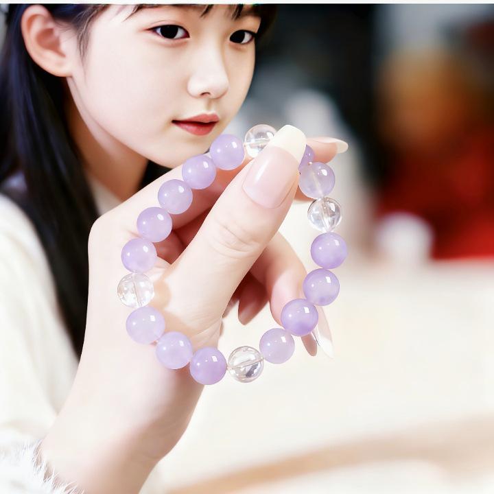 

Women s Lavender Amethyst & White Crystal Bracelet: Light Luxury Niche Jewelry