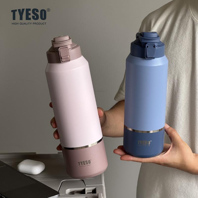 TYESO 1200/1500ML Thermo Bottle Stainless Steel Vaccum Travel Mug Leak-Proof Outdoor Sports Water Bottle Large Capacity Tumbler