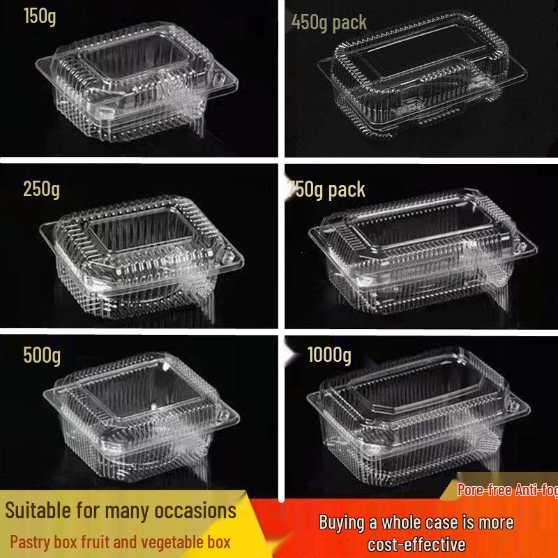 Transparent Disposable Plastic Box with Lid for Fresh Fruit, Roast Duck, Cake, or Strawberries.
