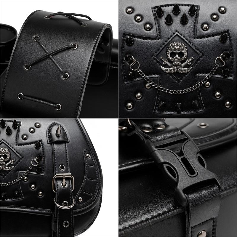 Vintage Punk Style Motorcycle Saddlebags Harley Chopper Cafe Racer Touring Riders