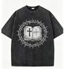 Gothic Christian Cross Print T Shirt Mens Oversized Washed Black Tee Retro Graffiti Streetwear Casual Tops