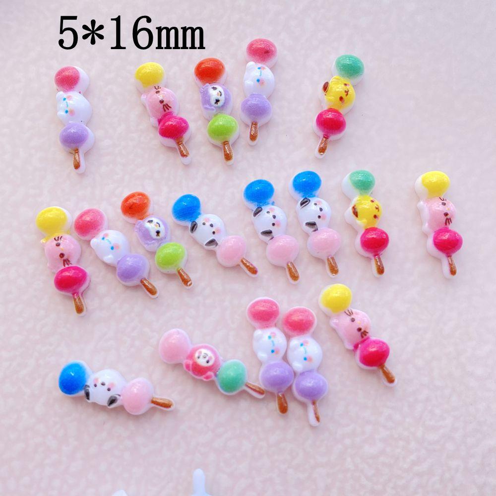 50Pcs New Cute Resin Cartoon Colorful Lollipop Flat Back  Ornament Jewelry Making Manicure Hairwear Accessories