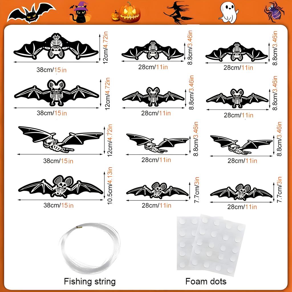 Fluorescent Bat Decor Halloween Bat Shaped Hanging Ornament Glowing Bat Pendant Bat-Shaped For Halloween Party Outdoor Yard
