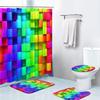 Colourful Rainbow Cube Shower Curtain Set And Bath Rugs Set Vibrant Pattern Bathroom Shower Curtains Set For Bathroom Home Decor
