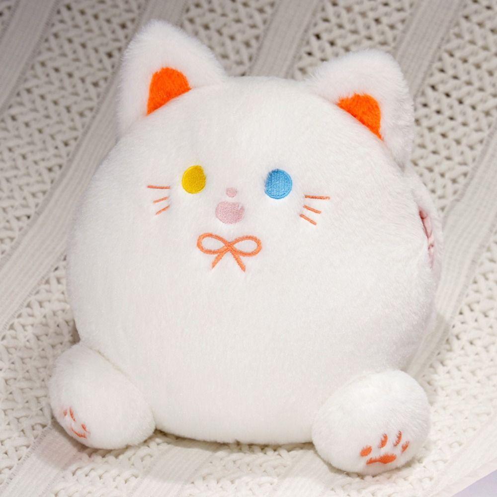 with Hand Pocket White Cat Plush Pillow Smile Black Cat Plush Doll  Home Decor
