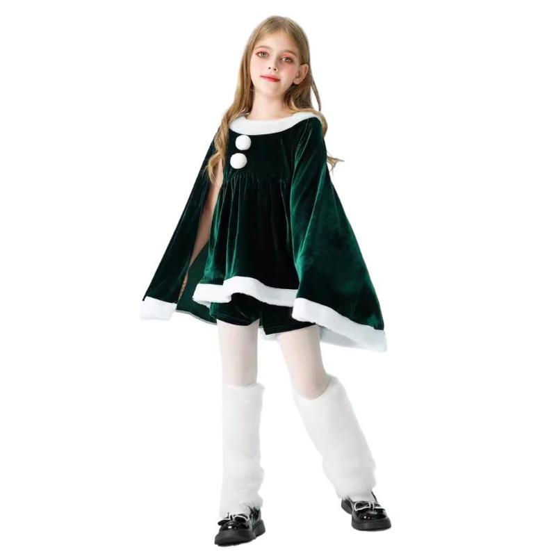 Christmas Children's Clothing Children's Clothing Girls Santa Clothes Shawl Cape Cape Girls Dress