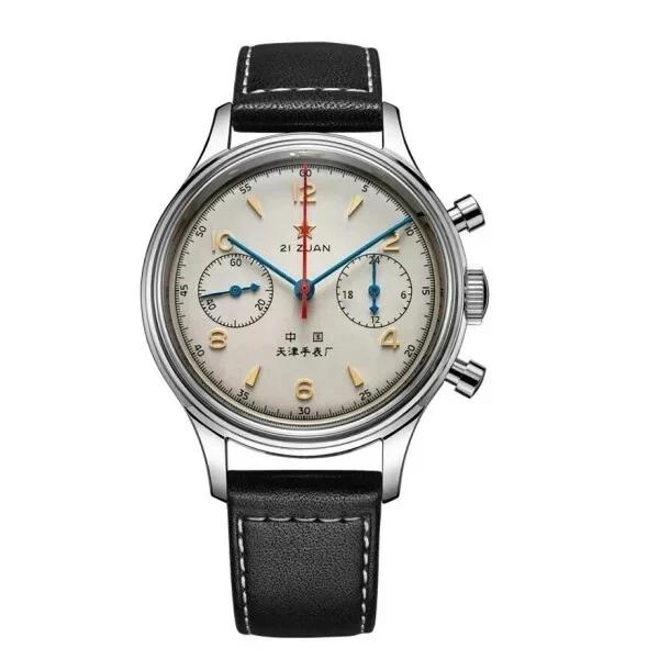 Reloj Mecánico Cronógrafo Piloto Retro para Hombre, 1963 Movimiento Seagull Carga Manual Reloj de Pulsera para Hombres