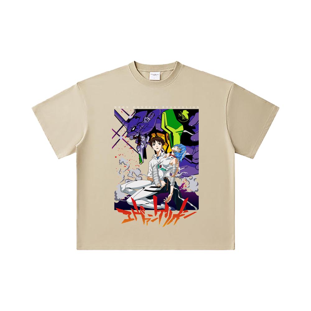 260 GSM Double Yarn 32 Count 100% Cotton Evangelion V1 Print Unisex Heavy Cotton T Shirt