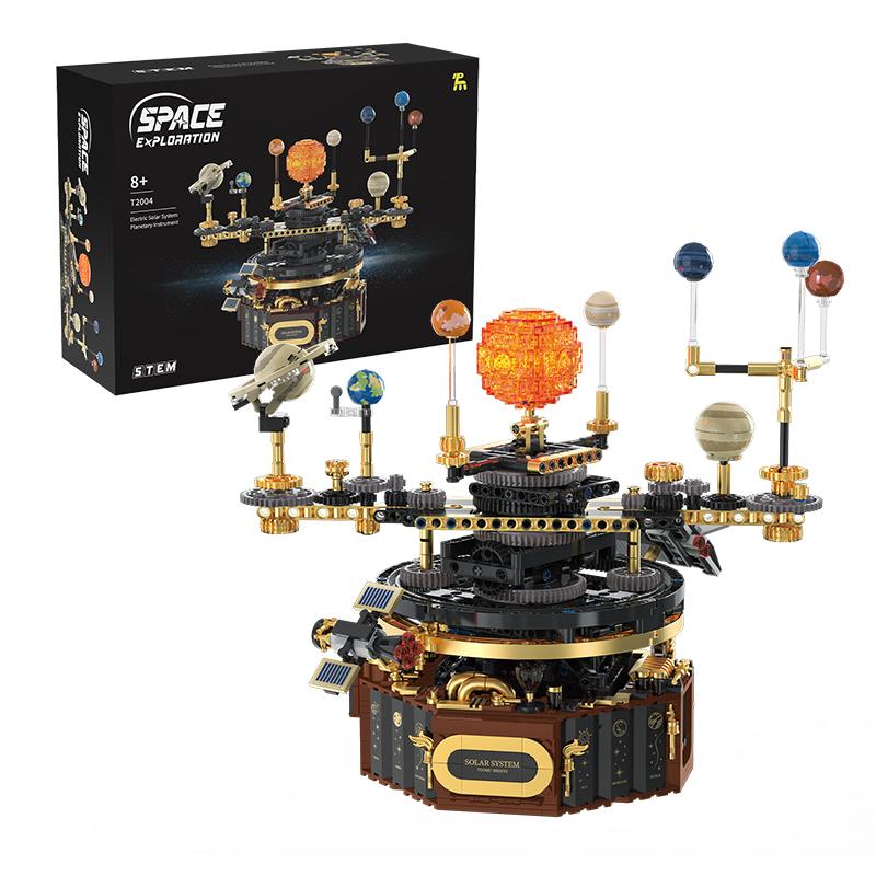 STEM Universo Rotante Elettrico Sistema Solare Elettrico Luce Blocchi da Costruzione MOC Modello Sole Terra Educazione Scientifica Spaziale Giocattolo per Bambini