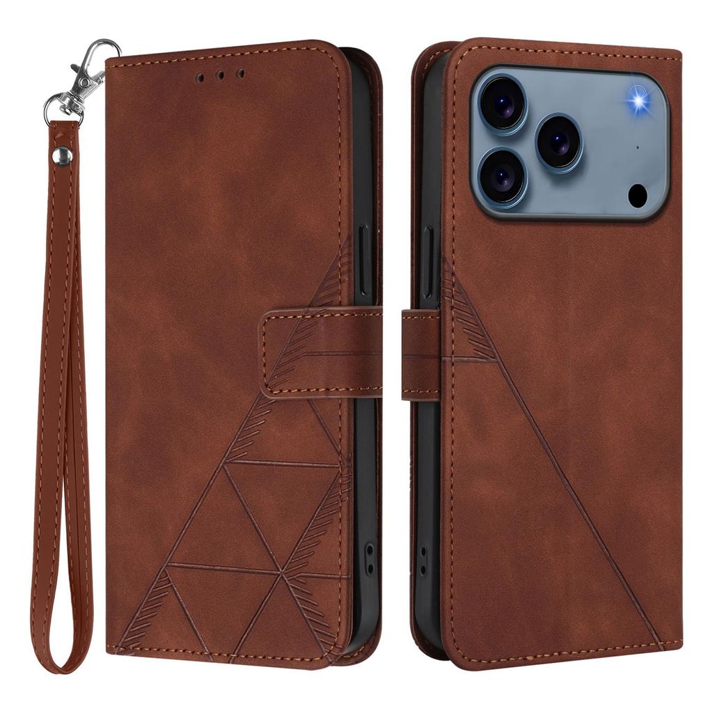 For iPhone 17 Pro Leather Case with Hand Strap Wallet Stand Phone Cover