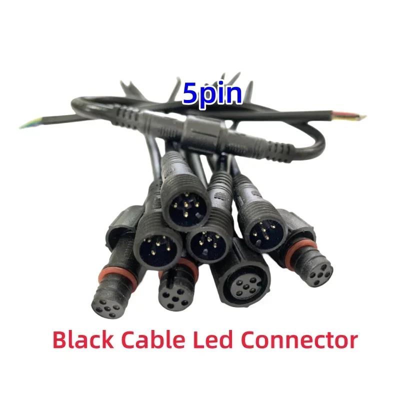 5/10/20/50 Pairs Male To Female 40cm Length Waterproof Cable 2pin 3pin 4pin 5pin Led Connector Black Wire for LED Strip Light WP
