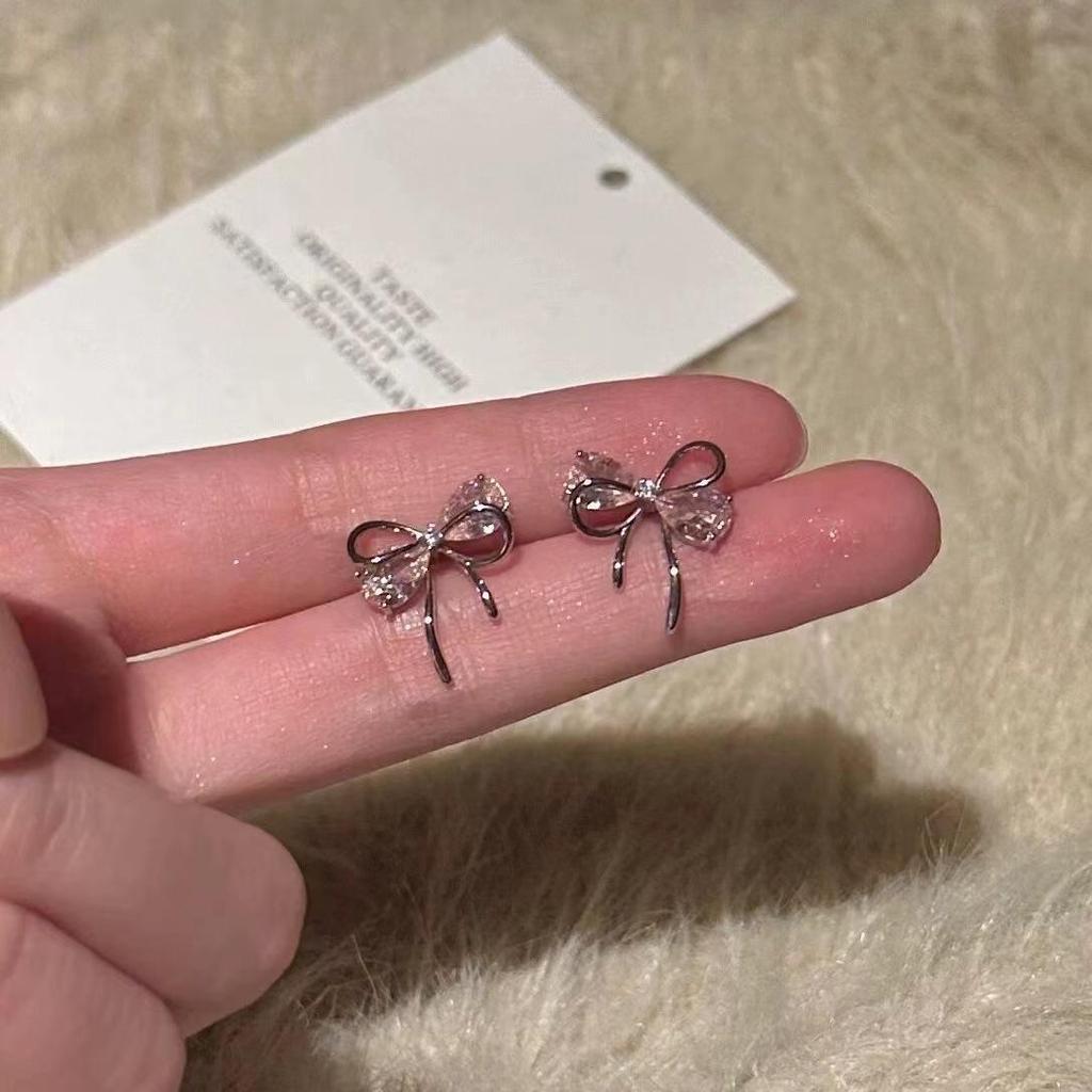 Elegant Bow-Knot Tassel Alloy Earrings for Women's 2025 Spring/Summer