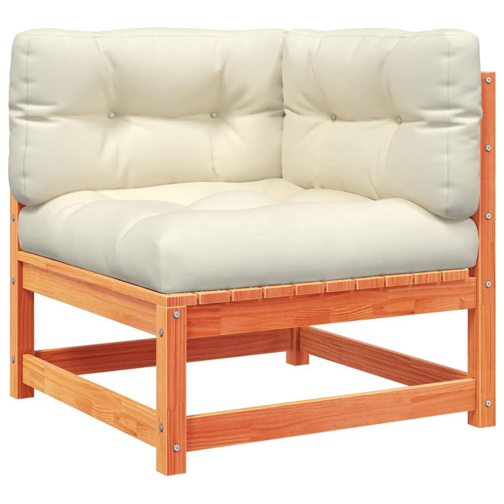 10 piece Garden Sofa Set with Cushions Wax Brown Pine Wood