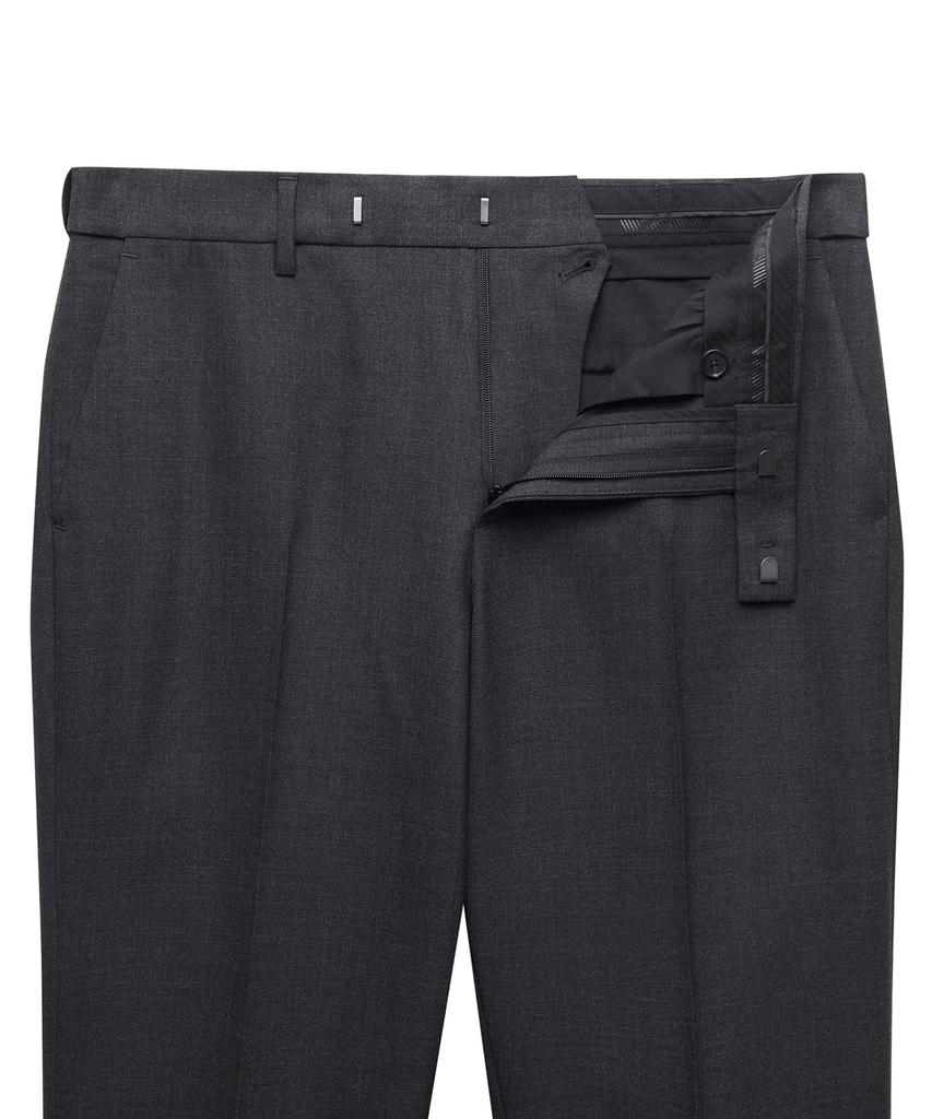 MUSINSA STANDARD Wool Semi-Wide Hidden Elastic Waist Slacks [Charcoal Gray]
