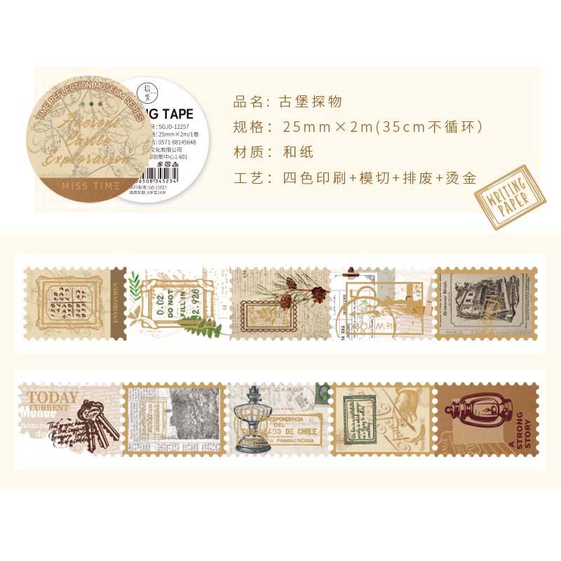 1Roll 2.5x200cm Vintage Gold Foil Stamp Style Tape Stickers Journal Scrapbook Decor Supplies Literary Gold Foil Decals